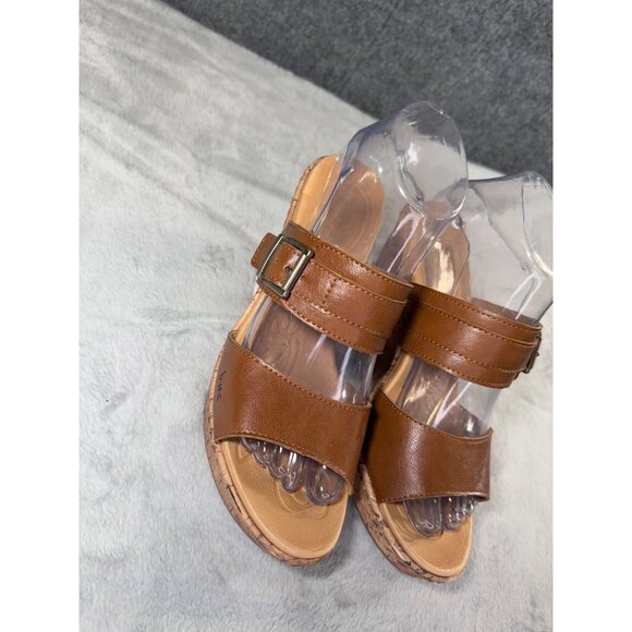 b.o.c. by Born Womens Brown Slide Sandals Wedge Heels Size 8M - Picture 3 of 16